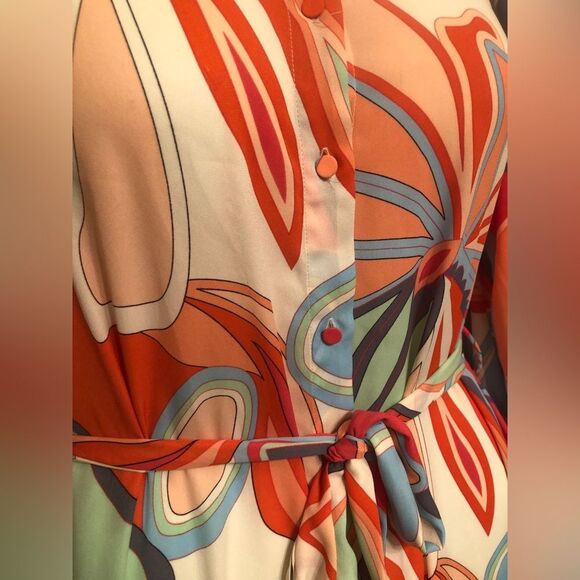 Alexis for Target Size S Mixed Floral Long Sleeve Belt Retro Maxi Shirt Dress - Picture 3 of 7